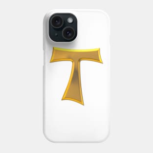 Golden 3-D look Franciscan Tau Cross Phone Case