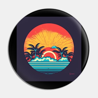 Retro Sunset Rays Wavy Shirt beach Pin