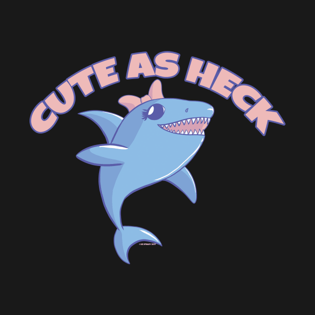 Shark with Pink Bow "Cute As Heck" by lizstaley