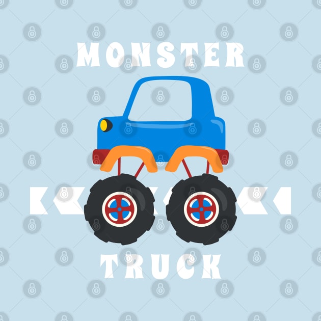 Vector illustration of monster truck with cartoon style. by KIDS APPAREL