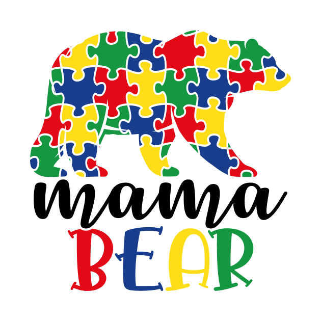 Mama Bear Autism Awareness Gift for Birthday, Mother's Day, Thanksgiving, Christmas by skstring