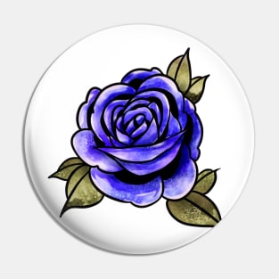 Watercolor blue rose Pin