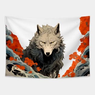 Wolf 2: Once a Wolf, Always a Wolf on a light (Knocked Out) background Tapestry