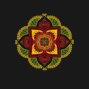 Mandala Sacred Circle Red Yellow Green T-Shirt