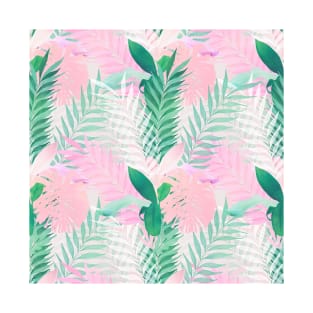 Summer Tropical Pink Mint Palm Foliage Greenery T-Shirt