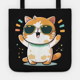 Cute ginger cat wearing sunglasses Tote