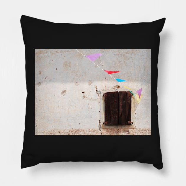 Window with Bunting Pillow by jojobob