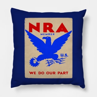 Franklin Roosevelt 1933 NRA National Recovery Administration Sign Pillow