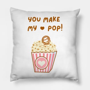 You Make My Heart Pop Popcorn Sloth Pillow