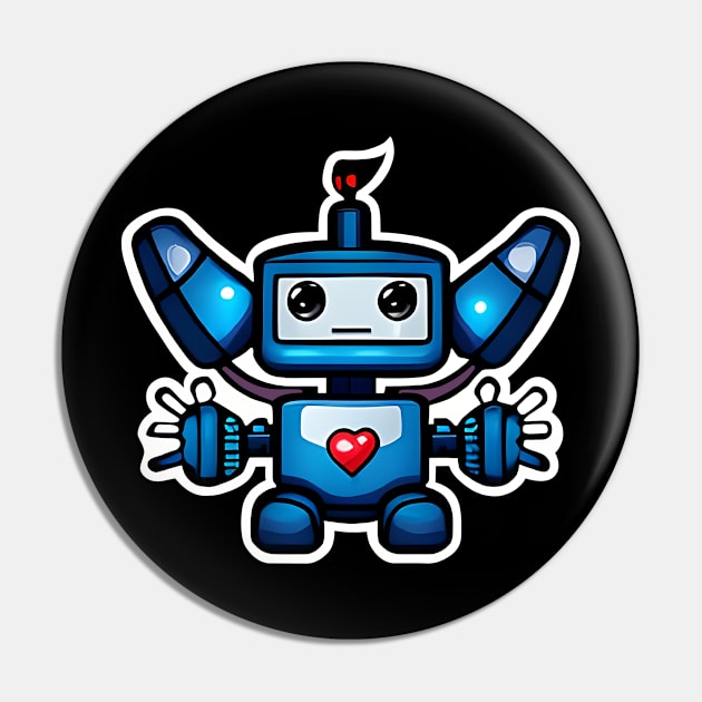 Robo Looking For A Heart & Love Pin by Art by Nabes