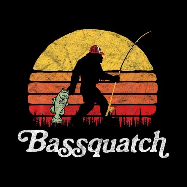 Bassquatch Funny Bigfoot Fishing Outdoor Retro by Danielss