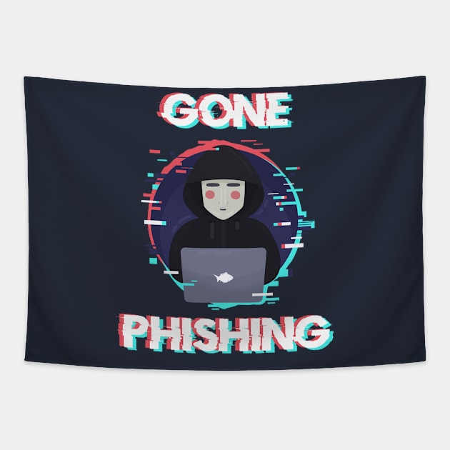 Gone Phishing Hacking Hacker Glitch Aberration Tapestry by Mellowdellow