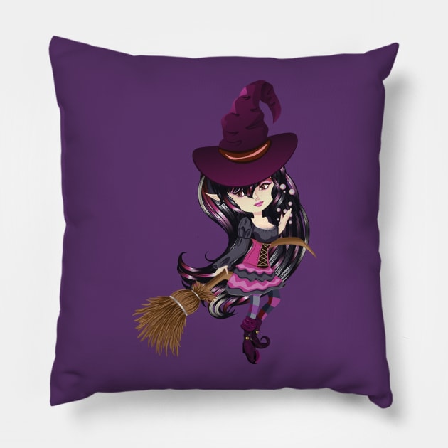 Cute anime Witch Pillow by AnnArtshock