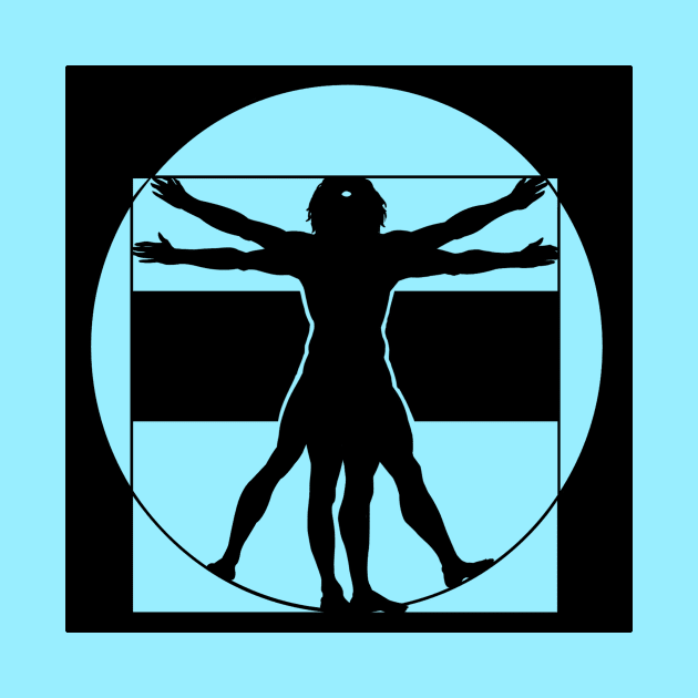 Vitruvian Man - Original Logo Banner Sigil - Dark Design for Light Backgrounds by Indi Martin