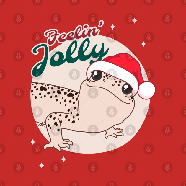 Mack Super Snow Leopard Gecko, Christmas Edition! Feelin Jolly! Green BG by anacecilia