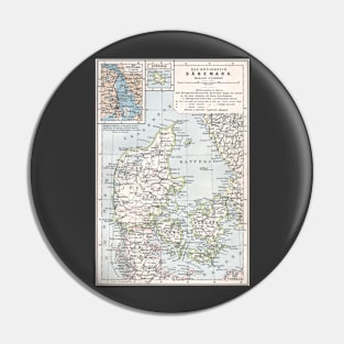 Antique Map of Denmark (aka Danemark or Danmark) Pin