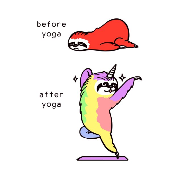 Before And After Yoga Sloth by AnnetteNortonDesign