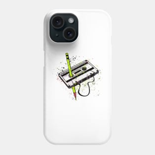 rewind cassette tape splash art style Phone Case