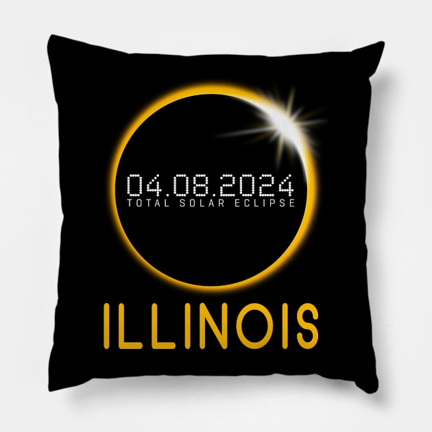 ILLINOIS Totality Total Solar Eclipse April 8 2024 Pillow by TeeaxArt