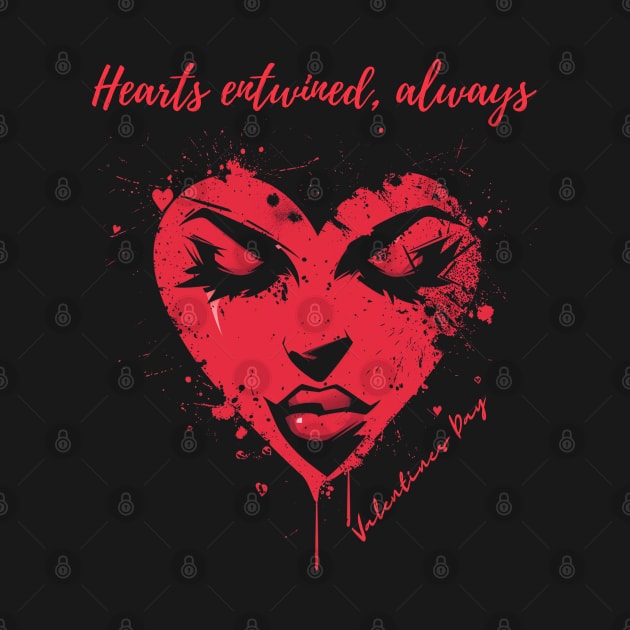 Hearts entwined, always. A Valentines Day Celebration Quote With Heart-Shaped Woman by DivShot 