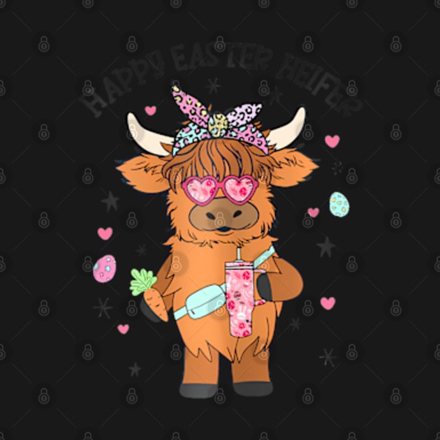 Easter Heifer Highland Cow Farm Easter Day Bunny by ZOLOTEE
