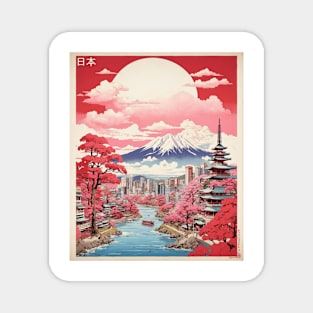 Japan Cherry Blossom Vintage Tourism Travel Poster Magnet