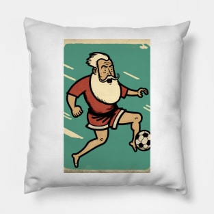 Santa Claus Playing Soccer Pillow