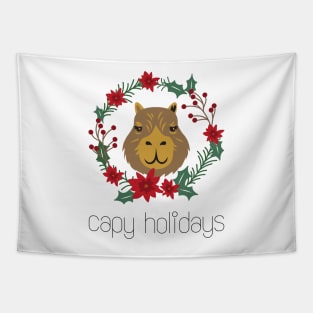 CAPY Holidays, Christmas Capybara illustration Tapestry