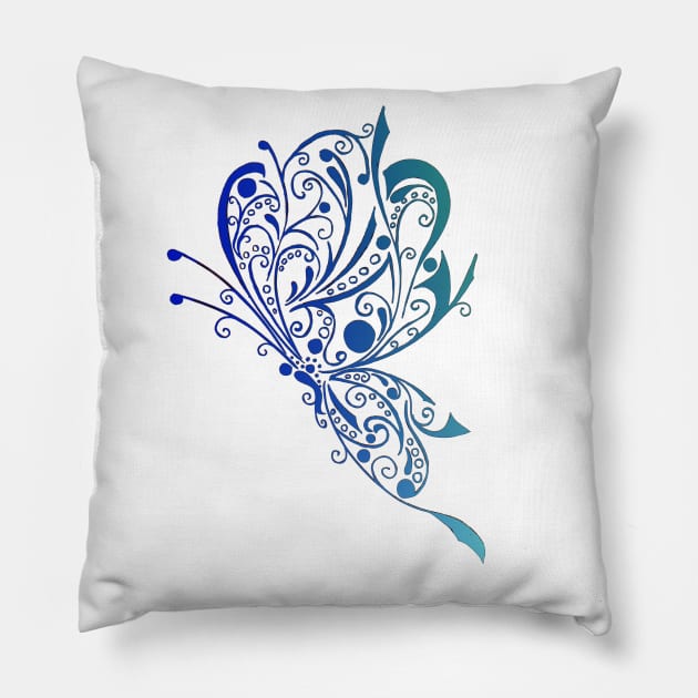 Blue Butterfly Tattoo Pillow by ZeichenbloQ