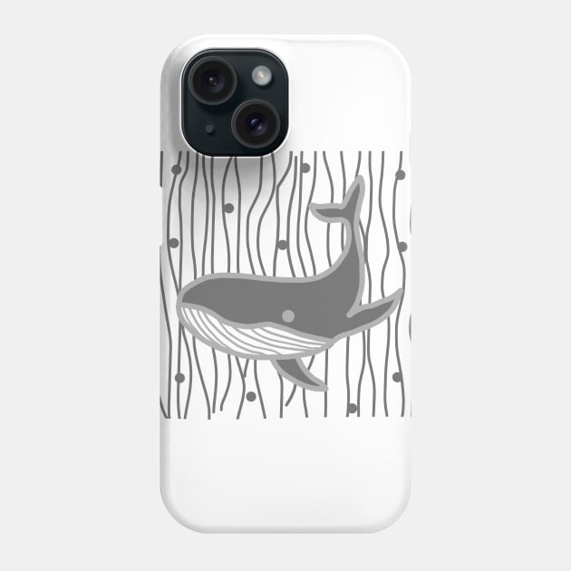 Whale - Grey Phone Case by Design Fern