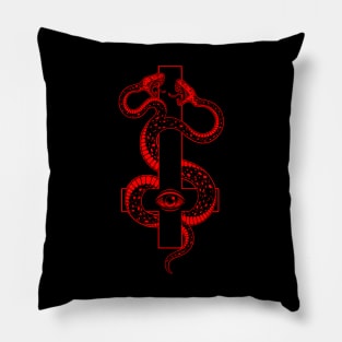 inverted cross. satanic two-headed serpent Pillow