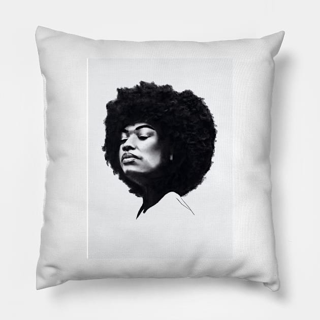 charcoal drawing of a strong black woman Pillow by stoekenbroek