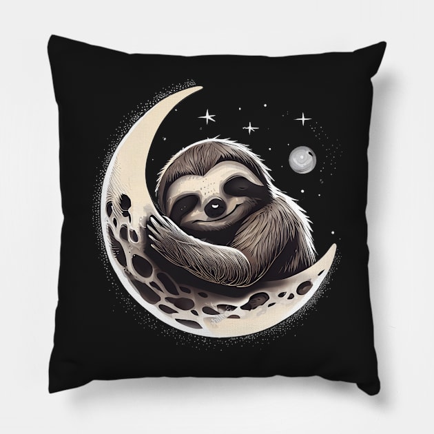 Sloth sleeping on the moon Pillow by styleandlife