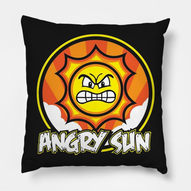 Angry Sun Christmas Pillow by WelbockArt