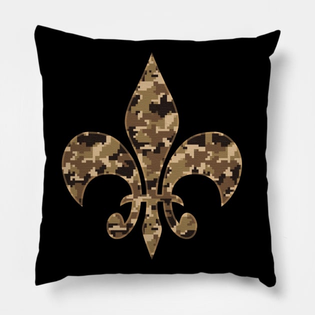 Digital CAMO Fleur Del Lis NOLA New Orleans Pillow by TeeCreations