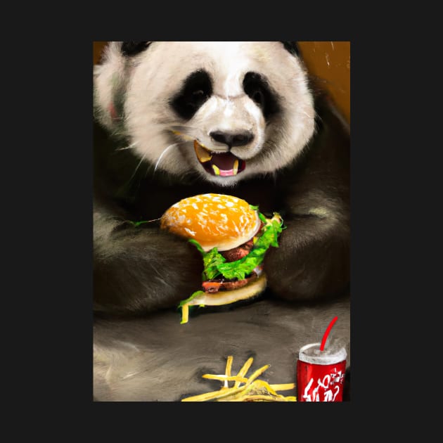 Panda eating Fast Food by maxcode