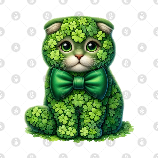 Clover Scottish Fold Cat St Patricks Day by Chromatic Fusion Studio