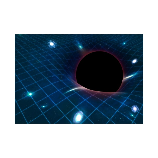 Black hole warping space-time, artwork (F002/7878) by SciencePhoto