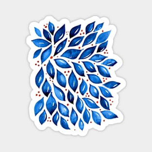 Abstract leaves and dots - blue Magnet