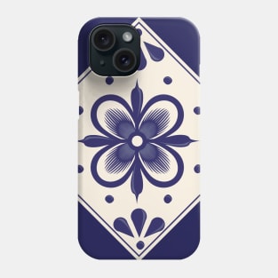 Blue Talavera Tile, Abstract flower by Akbaly Phone Case