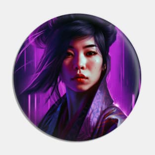 Asian Woman Wearing Purple Kimono Pin