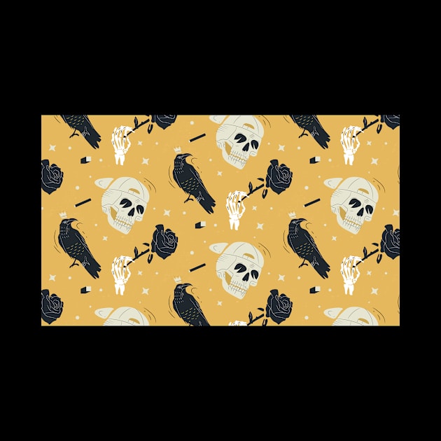 Crows And Skulls Yellow Black by Bestseller