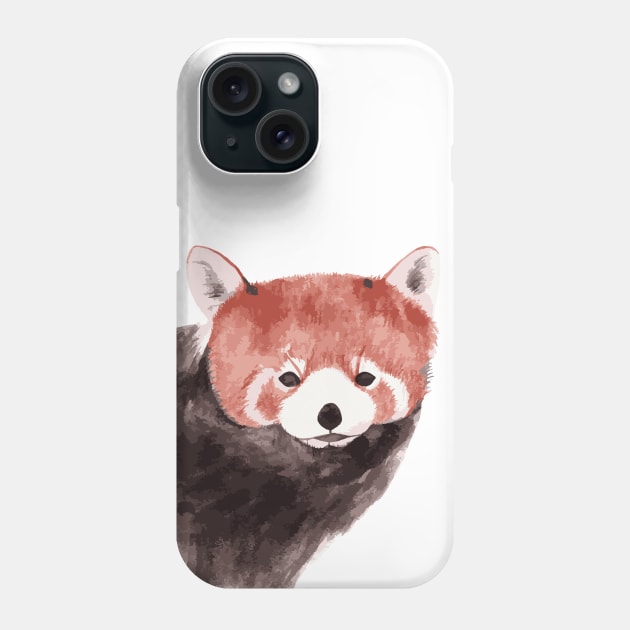Watercolor Red Panda portrait Phone Case by White-Peony
