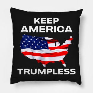 Distinctive and Strong Political Message on T-Shirts, Stickers, and More with the "Keep America Trumpless" Design Pillow