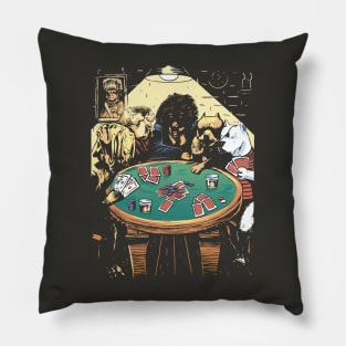 Funny Dogs Playing Poker Illustration Pillow