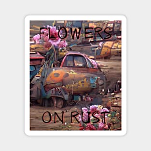 Flowers on Rust, Colorful Algoart Magnet