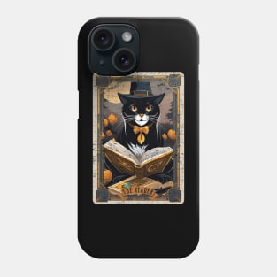 The Reader Retro Black Cat Halloween Tarot Card Phone Case