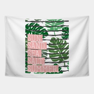 Sun Sand Sea Salt Summer Palm Print Tapestry