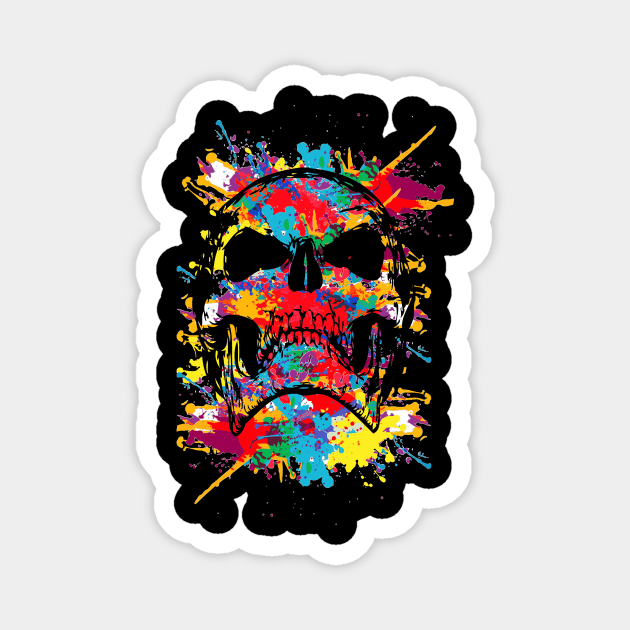 colorful skull artwork Magnet by vpdesigns