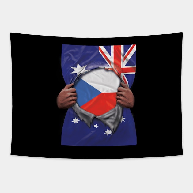 Czech Republic Flag Australian Flag Ripped - Gift for Czech From Czech Republic Tapestry by Country Flags